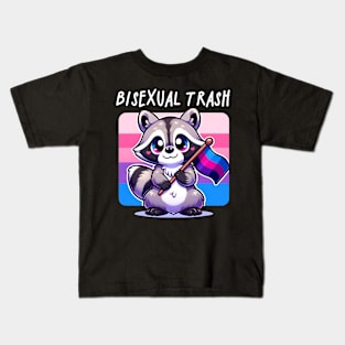 Bisexual Trash Funny Cartoon Raccoon LGBT Gay Pride Kids T-Shirt